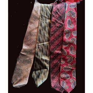 Vintage Necktie Bundle – Paisley, Geometric & Striped Classics (Set of 4)